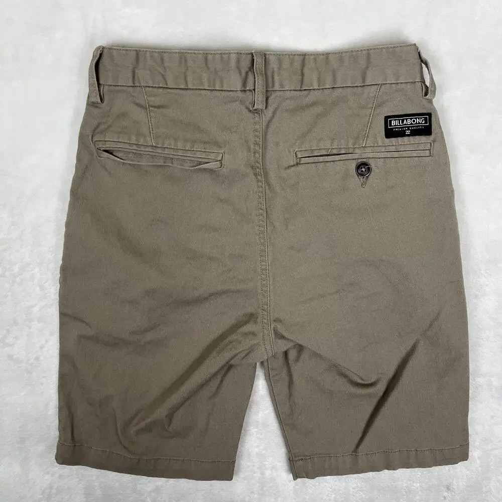 Billabong Shorts Mens 28 Beige Chino Canvas Flat Front 8 Inseam Beach Casual